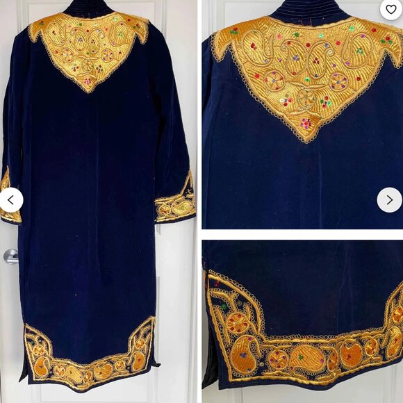 Handmade Bukhara Velvet Chapan: Embroidered Uzbek Kaftan Costume - Picture 7 of 10